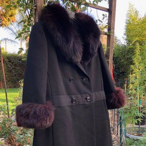 Vintage Fur Coat 60s Black Wool